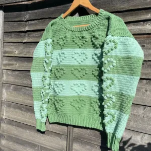 Crochet Bobble Heart Sweater Pattern