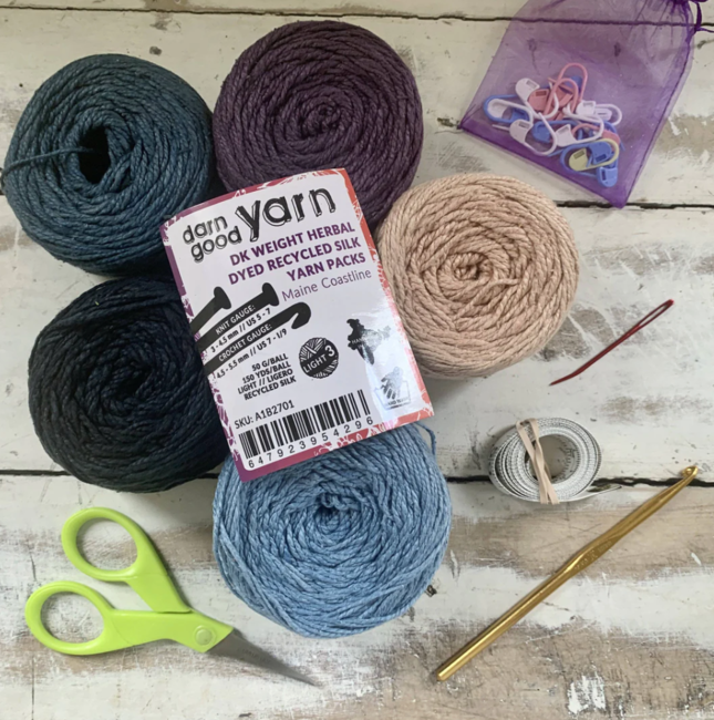 DK Weight Naturally Herbal Dyed Recycled Silk Yarn Packs – Darn