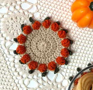 Crochet Pumpkin Coaster and Plant Pot Written Pattern and Chart