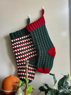 Crochet Christmas Waffle Stitch Stocking