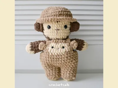 Crochet Monkey with Hat and Overalls Plushie Pattern