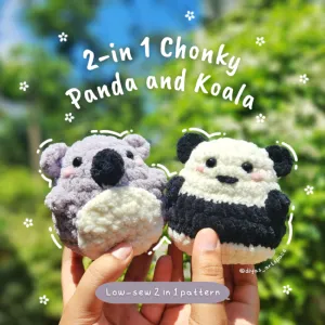 2-in-1 Chonky Panda and Koala Amigurumi