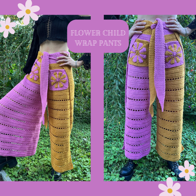Flower Child Wrap Pants XS5XL: Crochet pattern