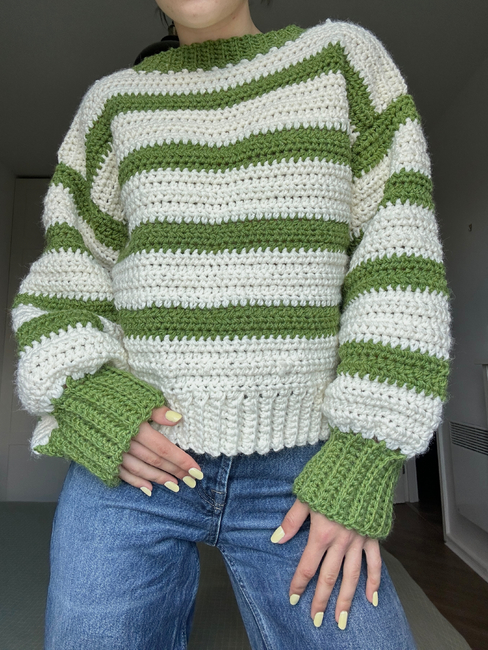 Chunky Striped Crochet Sweater: Crochet pattern | Ribblr