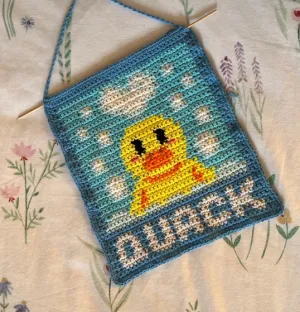 Cute Rubber Duck In A Bath Crochet Tapestry Pattern