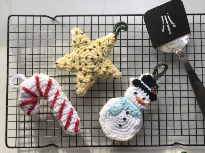 3 Pattern Bundle-Christmas Sugar Cookie Snowman, Star, and Candy Cane Ornaments