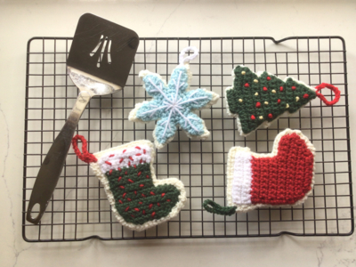 3 Pattern Bundle- Christmas Sugar Cookie Tree, Stocking, and Snowflake Ornaments