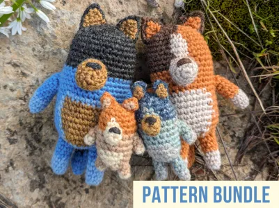 Bluey, Bingo, Bandit, & Chilli -Inspired Crochet Pattern Bundle