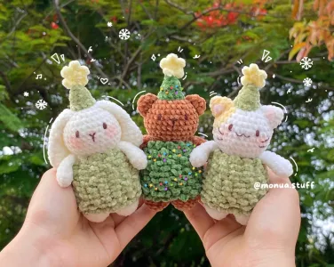 BEAR, BUNNY & CAT CHRISTMAS TREE 3 IN 1 PATTERN