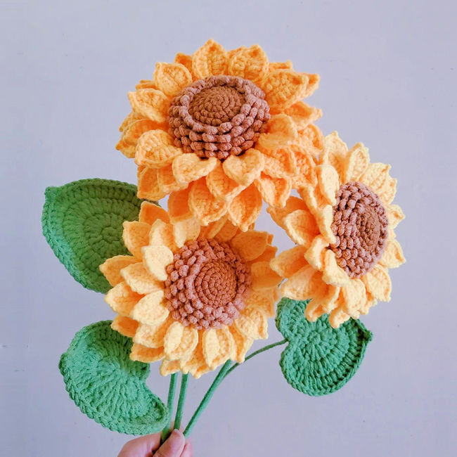 1pc Finished crochet flower Eternal Flower Sunflower Rose Tulip