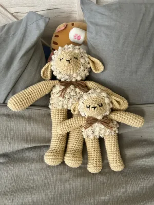 Sleeping Lamb Plushie Bundle (Small & Large) (Low-Sew)