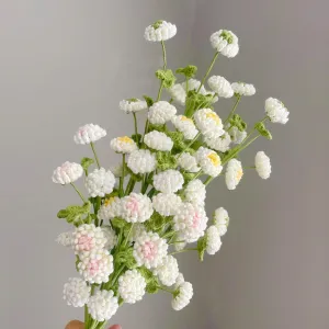 White Button Pom Flower