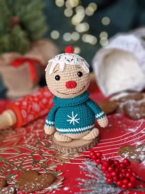 Crochet gingerbread  man amigurumi pattern