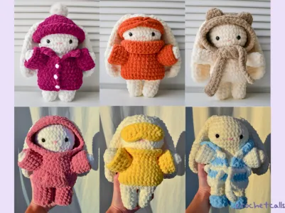 10-in-1 Crochet Bunny with Sleep and Winter Clothes and Accessories Pattern Bundle