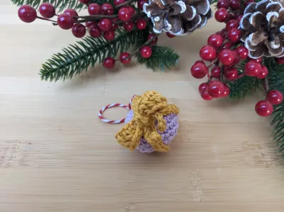Christmas present mini crochet bauble