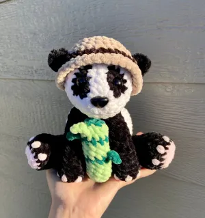 Low-Sew Panda Bear w/ Bamboo & Removable Safari Hat Accessories