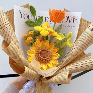 5 in 1 Sunflower Rose Tulip Crochet Bouquet