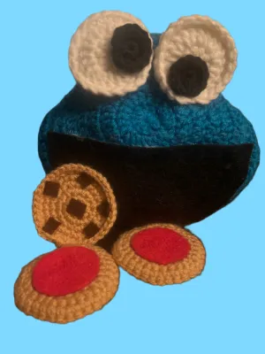 Cookie Memory Game with Blue Monster Pouch