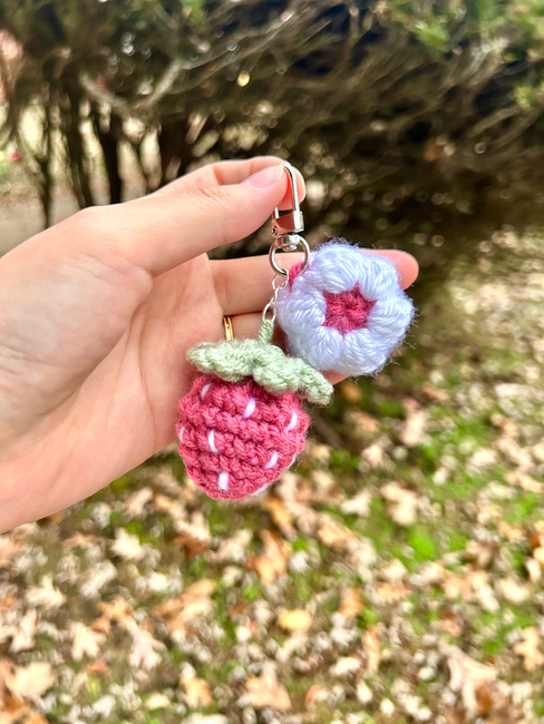 Crochet Flower Keychains, Crochet Flower