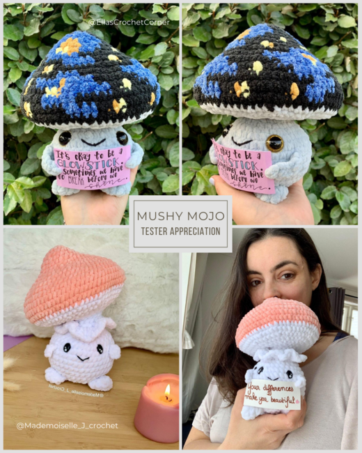 Mushy Mojo, Emotional Support Mushroom, LOW-SEW PATTERN, with optional  Frills as brows & arms to hold a message, completely customizable