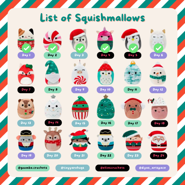 FREE Squishmallow Holiday Calendar: Crochet pattern