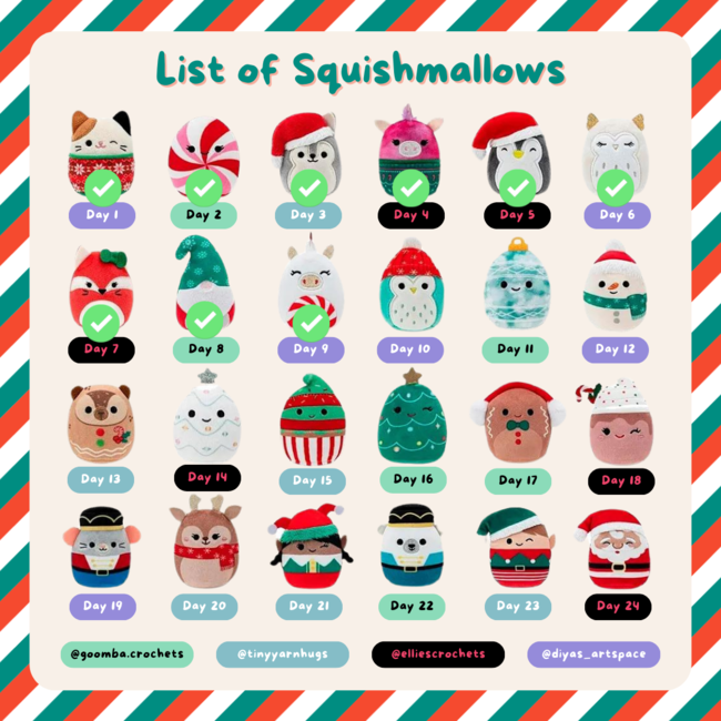 FREE Squishmallow Holiday Calendar: Crochet pattern