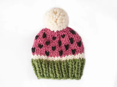 Watermelon Winter Pompom Hat