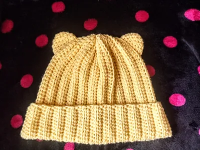 Ribbed Teddy Bear Beanie