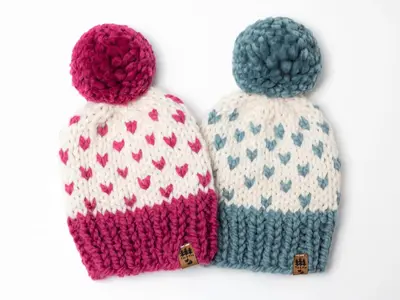 Two Tone Fair Isle Winter Pompom Hat