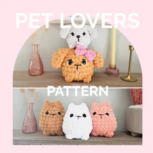 Kitty & Puppy | CROCHET PATTERNS | Low Sew | Pet Lovers Bundle