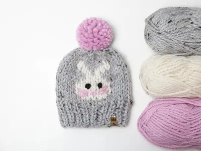 Bunny Face Pompom Hat Toque