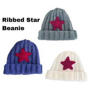 Y2K Grunge Aesthetic Ribbed Star Beanie