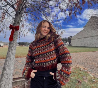 Vintage Aesthetic Autumn Afghan Sweater