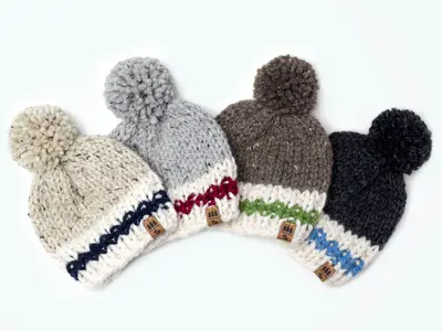 Work Sock Stripe Winter Pompom Hat