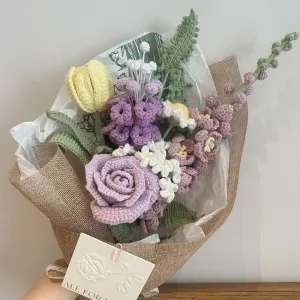 7 in 1 Muscari Rose Crochet Flower Bouquet