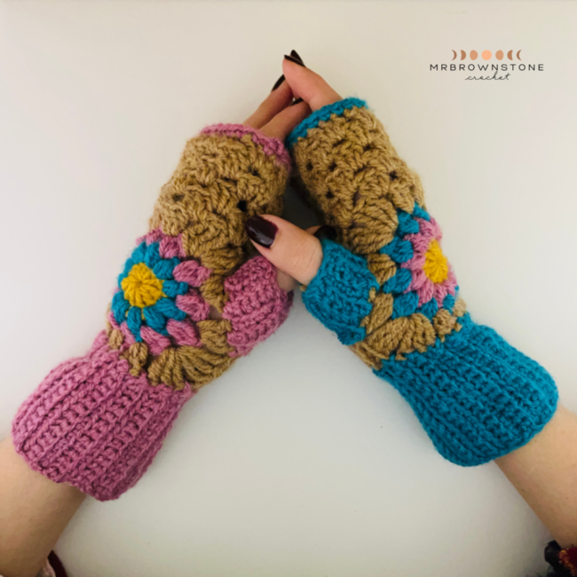 Sunflower Fingerless Gloves - Crochet Pattern ~ Crafty Kitty Crochet