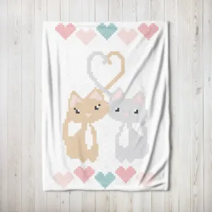 Valentine\'s Day Cats C2C Blanket