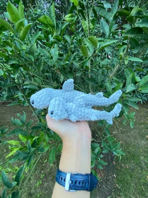 Crochet Hammerhead Sharks BUNDLE, 2 sizes: Mini Shark, Bigger Shark + optional keyring