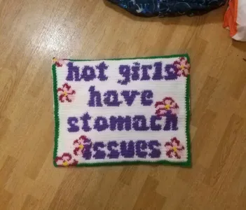 Hot Girls Have Stomach Issues Bathroom Tapestry Crochet Grid