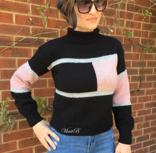 Color-blocked knitting jumper