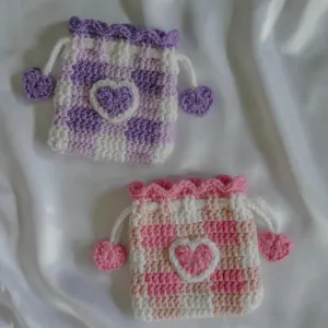 gingham heart pouch