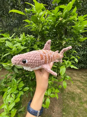 Tiger Shark With Mouth, Crochet Medium Shark Plush