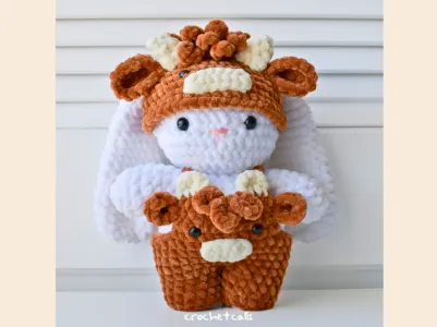 Bunny in a Highland Cow Costume Pattern