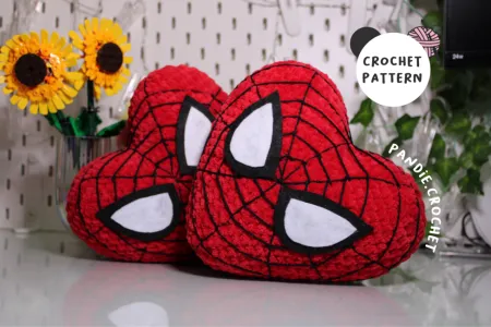 Spiderman heart pillow Crochet Pattern, Valentine Spiderman, Amigurumi pattern, Spiderman crochet, Heart crochet, Marvel crochet