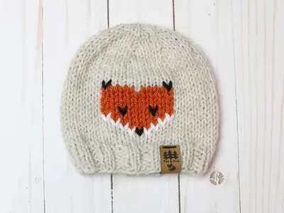 Fox Face Hat Medium Weight Baby Children Women