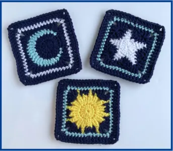 Sun, Moon, and Star Granny Squares