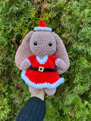 Bunny in Ms Claus dress