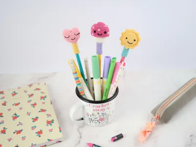 Sun, Mushroom & Heart Pencil Toppers