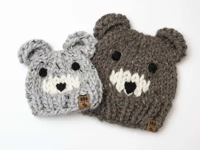 Baby Bear Ears Hat Toque Chunky