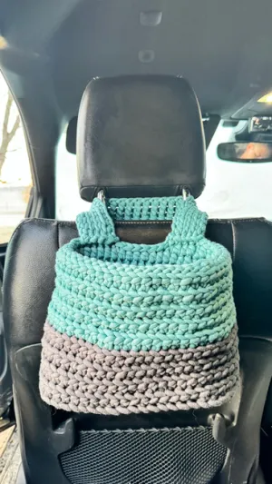 Car headrest waste basket / car storage bag crochet pattern